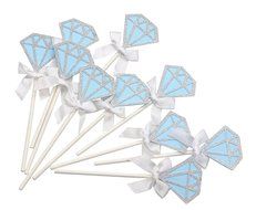 PuTwo 20 Counts Wedding Cake Decorating Frozen Cupcake Toppers Toothpicks, Sliver/Blue/Snow N38