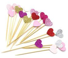 PuTwo 20 Counts Wedding Cake Decorating Frozen Cupcake Toppers Toothpicks, Sliver/Blue/Snow N40