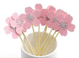 PuTwo 20 Counts Wedding Cake Decorating Frozen Cupcake Toppers Toothpicks, Sliver/Blue/Snow N46