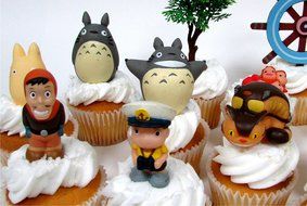 TOTORO and FRIENDS 18 Piece Birthday CUPCAKE Topper Set Featuring 14 Random Totoro and Friends Figures - Decorative... N7