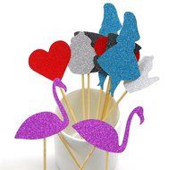PuTwo 20 Counts Wedding Cake Decorating Frozen Cupcake Toppers Toothpicks, Sliver/Blue/Snow N48