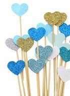 PuTwo 20 Counts Wedding Cake Decorating Frozen Cupcake Toppers Toothpicks, Sliver/Blue/Snow N51