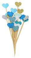 PuTwo 20 Counts Wedding Cake Decorating Frozen Cupcake Toppers Toothpicks, Sliver/Blue/Snow N53