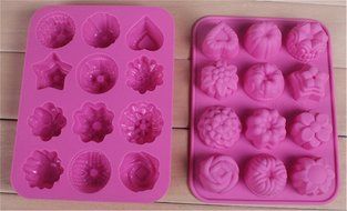 HAKSEN Mini 12-flower Shape Silicone Ice Cube / Chocolate / Cake Mould ,Pink N7