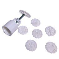 Yatim Round Mooncake DIY Moon Cake Mold 4 Flower Plunger Stamps Decoration Set(Flower) N2