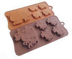 Yunko 5 Cavity Dragon Chocolate Silicone Mold Ice Cube Candy Fudge Mold 2pcs/set N3