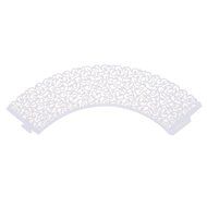 Cosmos &reg; 50 Pcs Flower Vine Filigree Cutout Lace Cupcake Wrapper Wraps Liner Wedding Party Cake Decoration (White)