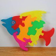 Fish Puzzles Toys ，BeautyVan Wooden Lovely Fish Blocks Puzzle Kid Educational Toy Cartoon