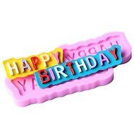 Sher Happy Birthday Shaped Fondant Cake Chocolate Silicone Mold, Decoration Tools Bakeware