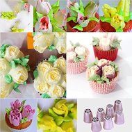 Russian piping tips 14 pc set- cake/cupcake decorating icing tips-12 piece large stainless steel nozzles-1 color... N8