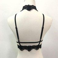 PHOTNO Women Translucent Underwear Sheer Lace Strap Lingerie Bra Top Bustier N4