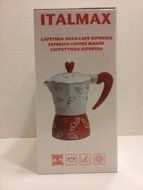 Italmax Heart Pattern Red and White Stove Top 6 Cup Espresso Coffee Maker N3