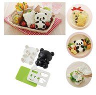 OHF 4 in 1 Bento Accessories Baby Panda Mold Rice Mold Onigiri Shaper and Dry Roasted Seaweed Cutter Set N4