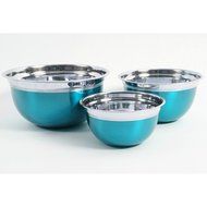 Gibson Metaline 3 pcs Stainless Steel Colored Mixing Bowls(Turquoıise)