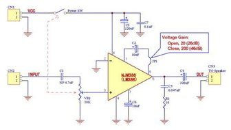 Electronics-Salon Battery Supply Audio Mono Amplifier Kit, NJM386D, LM386 N2