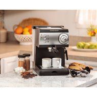 Hamilton Beach 15-Bar Italian Pump Espresso Maker, Black and Stainless N3