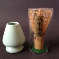 Japanese 80 Prong Matcha Tea Ceremony Bamboo Whisk Chasen Brush with Stand Shaper