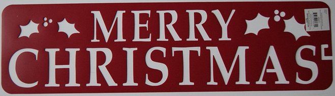 Burgundy Christmas Merry Christmas Stencil - 22&quot; x 6&quot;