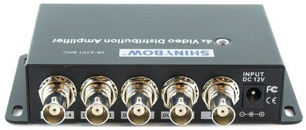 ShinybowUSA 1x4 -1:4-4 Way Composite BNC Video Distribution Amplifier Splitter