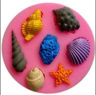 Seashell Assortment 7 Cavities Silicone Mold, Candy, Fondant, Cake Decorating N2