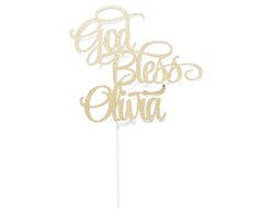 Custom God Bless Cake Topper - Any Color - Baptism / Christening Cake Topper