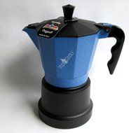 Top Moka: "Top" Aluminium Coffee Maker, Azure with Teflon Boiler Chamber, 6-Cups [ Italian Import ]