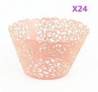 Yansanido 24 set ivory Filigree Artistic Bake Little Vine Lace Laser Cut Cupcake Wrapper Cup Muffin Case Trays... N10