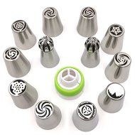 Latom Russian Icing Piping Tips Stainless Steel Large Size Pastry Cake Decoration Tips (10 Russian Piping Tips... N9