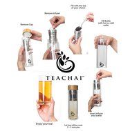Glass Tea and Fruit Tumbler - Portable and Travel Friendly with Stainless Steel Infuser and BPA free Bamboo Lid N3