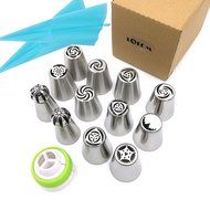 Latom Russian Icing Piping Tips Stainless Steel Large Size Pastry Cake Decoration Tips (10 Russian Piping Tips... N11