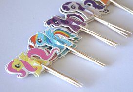 24 My Little Pony Cupcake Toppers Picks - Red Fox Tail N2