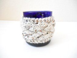 Knit Cabled Coffee Mug Cozy, Tea Cup Sweater, Mug Sleeve N5