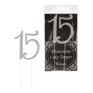 Lunaura - Sparkling Rhinestone Number Cake Topper - 15
