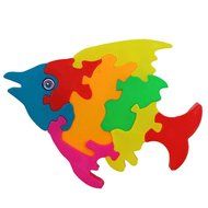 Fish Puzzles Toys ，BeautyVan Wooden Lovely Fish Blocks Puzzle Kid Educational Toy Cartoon N2