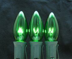 7 Watt C9 Transparent Outdoor Patio Party Christmas Novelty Replacement Bulbs, 25 Pack (Green) N15