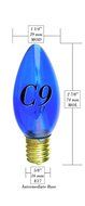 7 Watt C9 Transparent Outdoor Patio Party Christmas Novelty Replacement Bulbs, 25 Pack (Green) N18