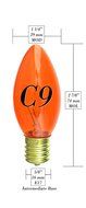 7 Watt C9 Transparent Outdoor Patio Party Christmas Novelty Replacement Bulbs, 25 Pack (Green) N21
