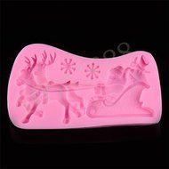 Yosa Xmas Santa Sleigh Reindeer Silicone Mould Christmas Sugarpaste Chocolate Mold candy mold cake mould N2