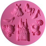 FLY Cinderella Story 3D Silicone Fondant Cake Mold For Cake Decorating Baking Mould,Pink N4