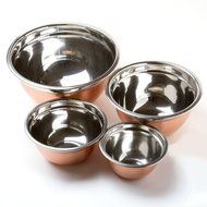 4 Stainless Steel Copper Finish Euro Style Mixing Bowl Set 5,3,1.5,.75 Quart Qt N4