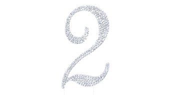 Number 2 Rhinestone Crystal Cake Topper Silver, Numbers, Letters for Wedding, Birthday, Anniversary, Party. Shine... N62