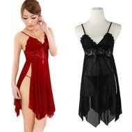 Underwear, PHOTNO Lingerie Women&#039;s Underwear Babydoll Sleepwear Lace Dress G-string Nightwear N12