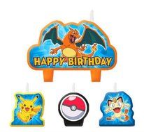 4 Piece Pokemon Pikachu &amp; Friends Happy Birthday Cake Decoration Party Candles
