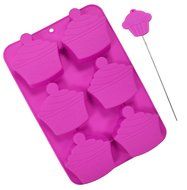 Aroma Bakeware Silicone Six Cavity Cupcake Shaped Mold and Tester