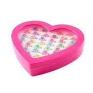 Colorful Assorted Gem Star Rhinestone Adjustable Rings with Heart Shape Display Case for Party Favors, Bridal... N2