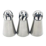 Russian Ball Tips 3Pcs/set, Kootips Sphere Ball Tips Russian Icing Piping Nozzles Tips Pastry Cake Fondant Cupcake N2