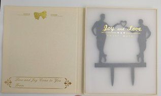 LOVENJOY Gift Box Pack Mr and Mr Gay Same Sex Silhouette Wedding Birthday Cake Topper (5.1-inch, Black) N11