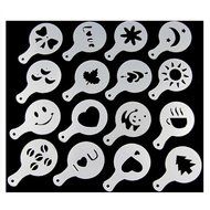 Kelier 16pcs Creative Nice Coffee Barista Stencils Strew Pad Duster Spray Art N2