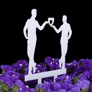 LOVENJOY Gift Box Pack Mr and Mr Gay Same Sex Silhouette Wedding Birthday Cake Topper (5.1-inch, Black) N15
