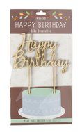 Party Partners Happy Birthday Decorative Wood Cake Topper, Natural Wood N2